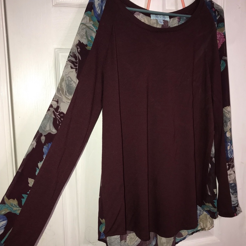 Plum and floral top